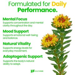 Healthfare Rhodiola Rosea Capsules 1000mg Equivalent | 90 Vegan Capsules