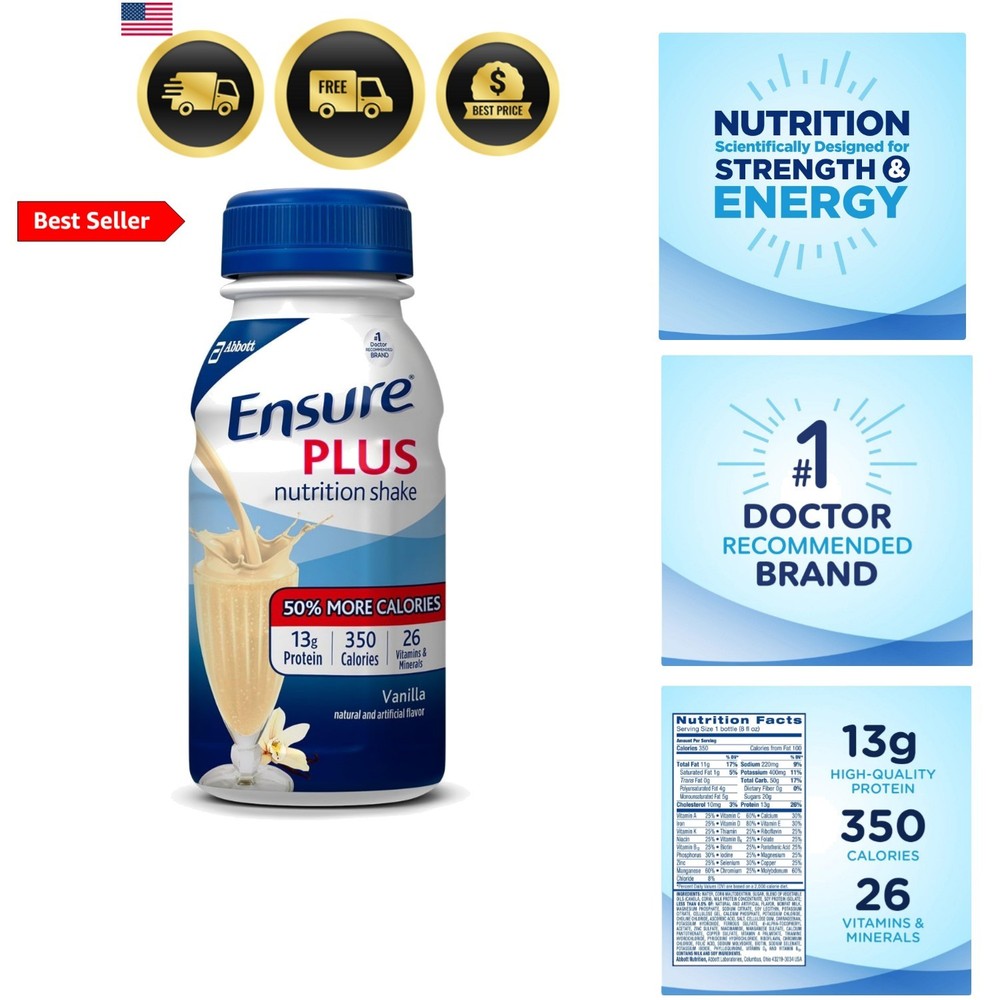 Ensure Plus Therapeutic Nutrition Vanilla Flavor Liquid, 27 Vitamins, 8 oz – …