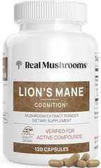 Real Mushrooms pure Lions Mane Mushroo 120 Capsules for Overall Wellness