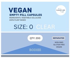 Vegan/Vegetarian Clear Empty Pill Capsules Size 0, 200 Count *SEPARATED