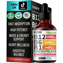Nusava Vitamin B complex – B 12, B 6 & B 1 + Niacin & Folate 1/2/3 Bottles
