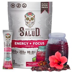Salud 2-in-1 Energy Drink Powder + Focus, Hibiscus, Organic Caffeine, B6 + B1…