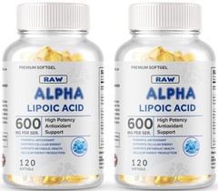 Alpha Lipoic Acid – 600mg Per Serving – 240 Softgels 2 Bottles 120 Each