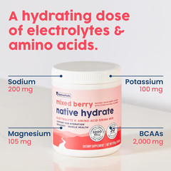 Nativepath Hydrate, Zero Sugar, Electrolytes Powder Bcaas 30 Servings EXP:09/27