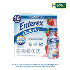 Diabetic Meal Shake, Strawberry, 8oz 16-Pack, Nutrition