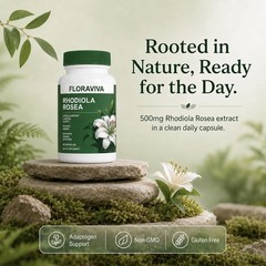 Floraviva Rhodiola Adaptogenic Supplement Stress Relief Energy Focus Non-GMO
