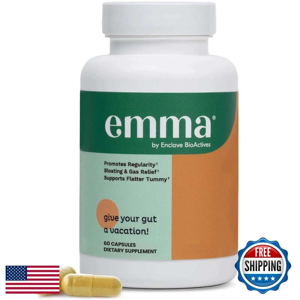 Emma Gut Health Supplement 60 Capsules for Bloating Relief & Leaky Gut ++-