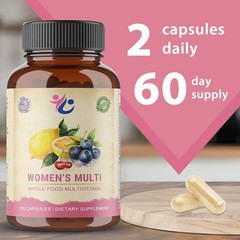 Organic Multivitamins For Women,Whole Food,Daily Vitamin Supplement,120 Capsules