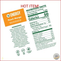 V8 Energy Peach Mango Energy Drink, 8 fl oz Can (12 Pack)