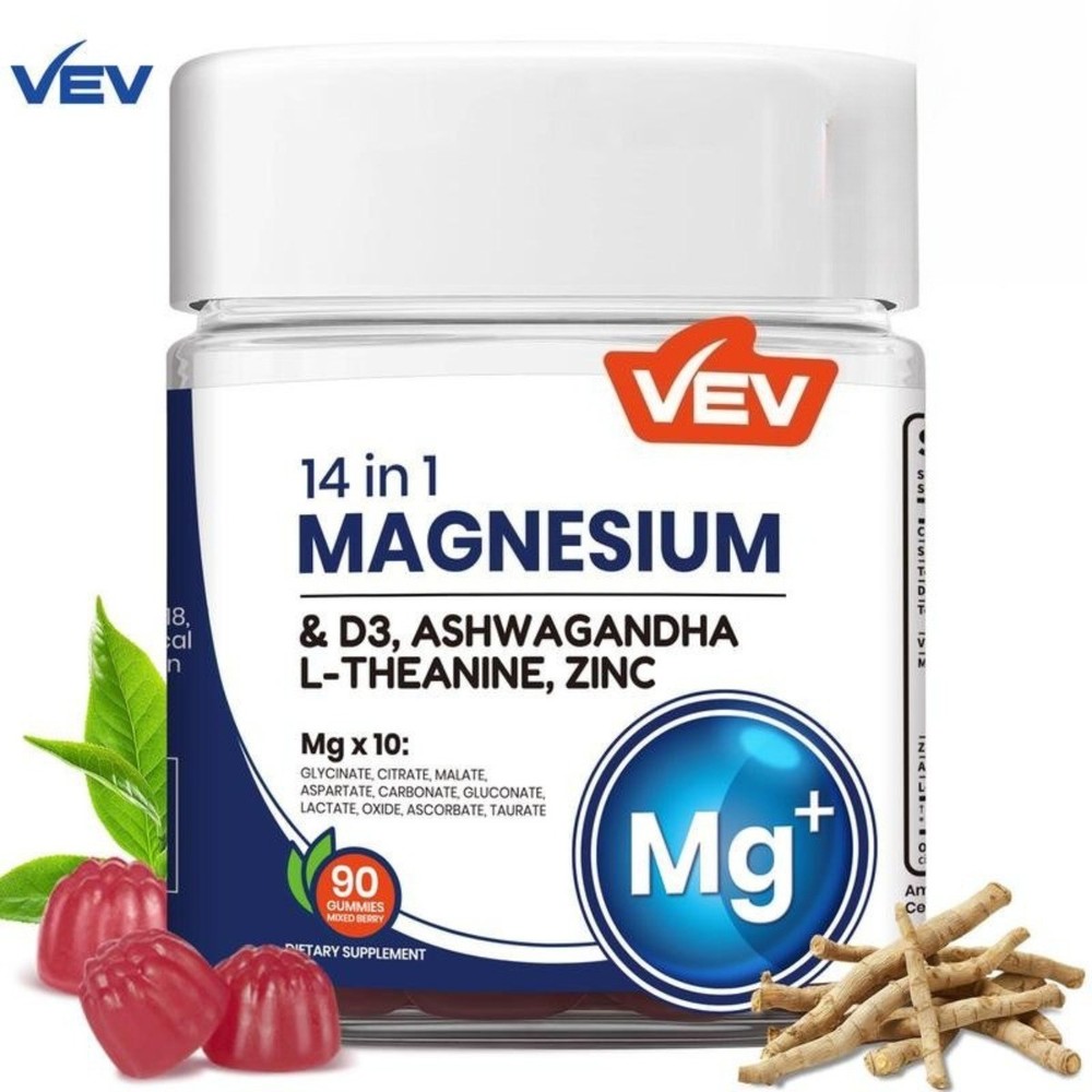 VEV 14-in-1 Magnesium Gummies with Ashwagandha, L-Theanine, Vitamin D3 & Zinc