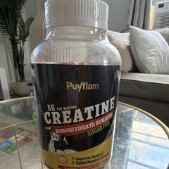 Puyflam Creatine Monohydrate Gummies Sugar-Free 120 Count 5g Dosage